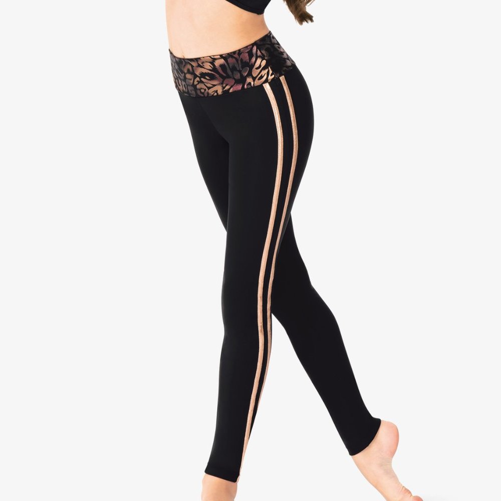 Girls Metallic High Waist Dance Leggings * Medium Child